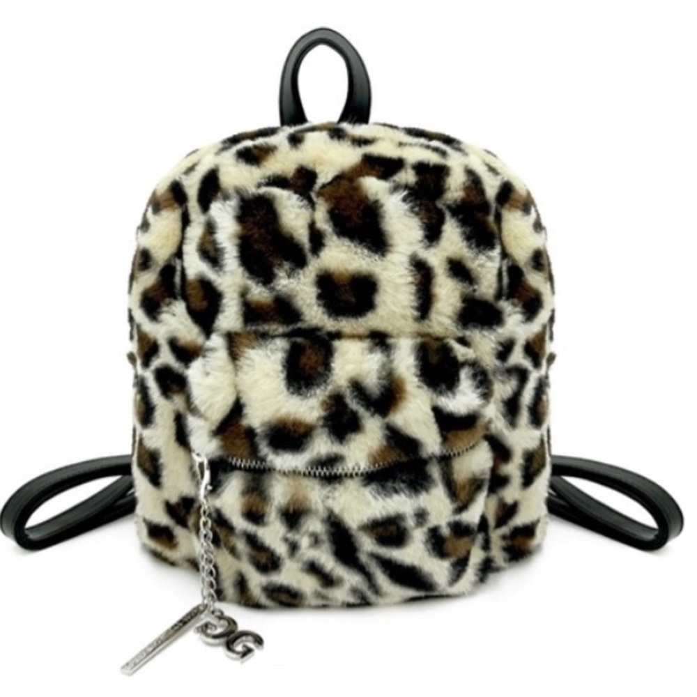 Leopard Print Faux Fur Backpack  Leopard Print Gilda Paris $129 NWT